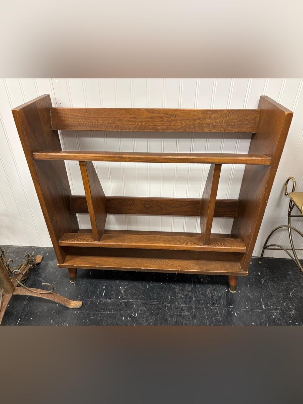 Vintage wood book shelf mid century mcm